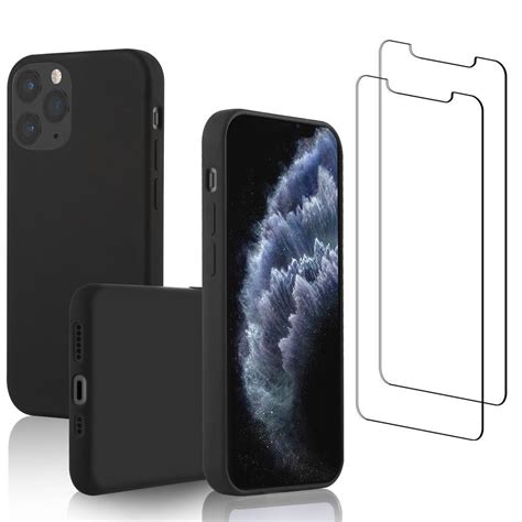 Capa Iphone 11 Pro E 2 Películas De Proteção Silicone Preto Back