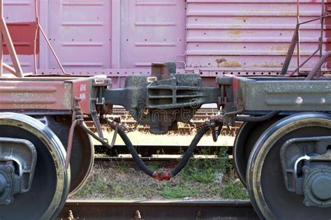 Old Rusty Railroad Car Coupling Captured On An Abandoned Railway Stock