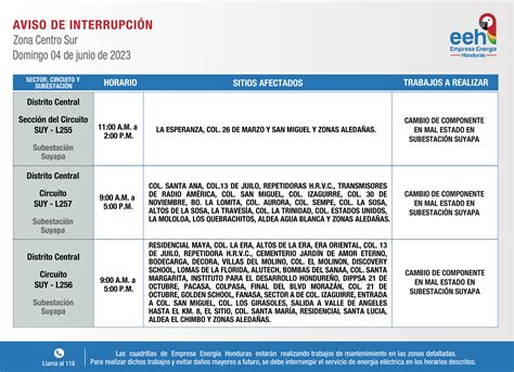 Cortes De Energ A El Ctrica Programados Para Este Domingo De Junio En