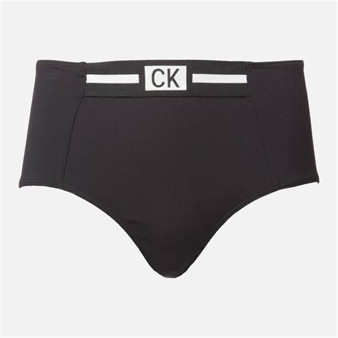 Calvin Klein Synthetic High Waist Bikini Bottom In Black Lyst