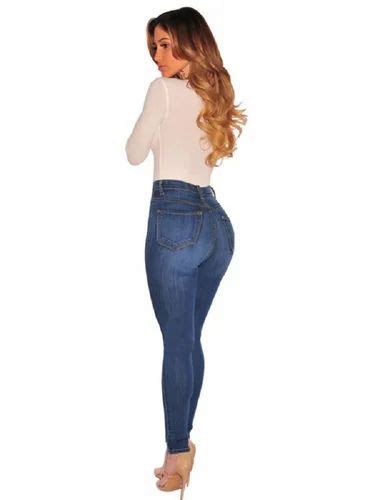 Regular Ladies Blue Denim Jeans Button High Rise At Rs 2765piece In Surat