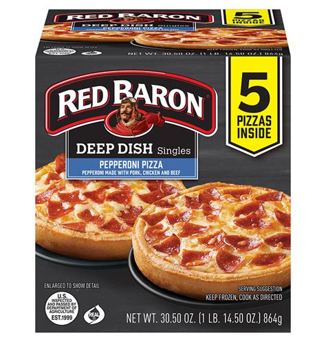 RED BARON Singles Pepperoni Deep Dish Pizza 5 Pack