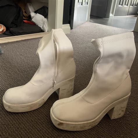 Wildfire White Chunky Boots Mud On The Bottom But Depop