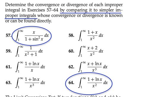 SOLVED Determine The Convergence Or Divergence Of Each Improper