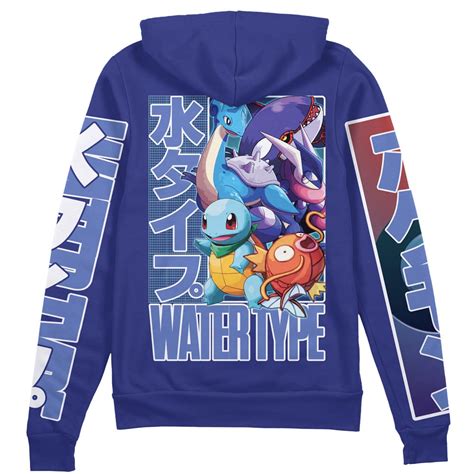 Water Type Pokemon Streetwear Zip Hoodie Jacket Anime Ape