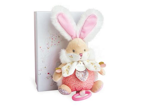 Doudou et compagnie Lapin de sucre rose boîte à musique taille 20 cm