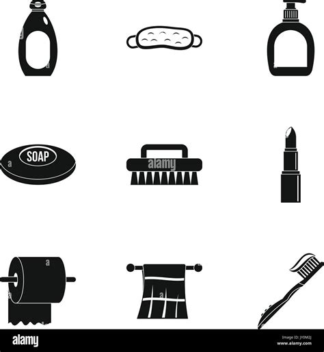 Bathroom Accessories Icons Set Simple Style Stock Vector Image And Art