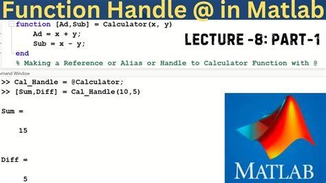 Lecture 08 Part 1 Function Handle In Matlab Anonymous Functions In Matlab Operator In