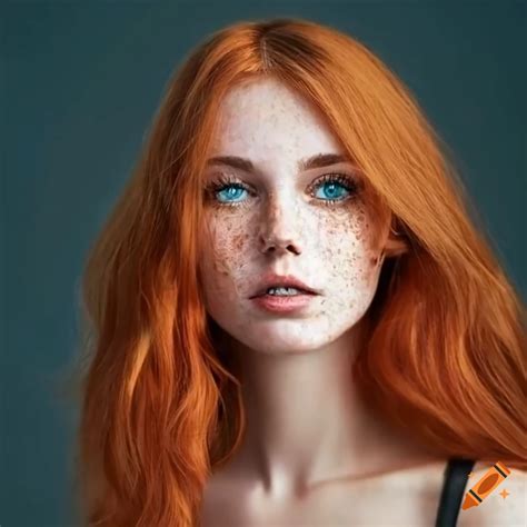 Beautiful Young Woman Very Light Freckles Auburn Hair