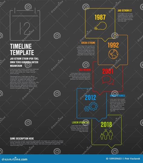 Vector Infographic Vertical Timeline Template Made From Thin Line