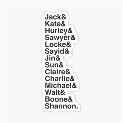 "Lost Cast Characters Names" Sticker for Sale by kristenriello | Redbubble