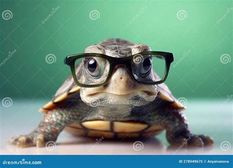 A Turtle Wearing Glasses And Sitting On A Table Generative Ai Image