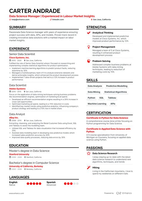 Data Science Manager Resume Examples Guide For