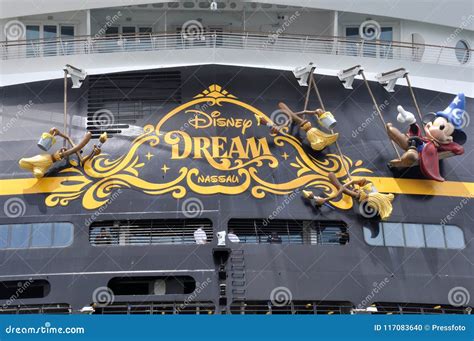 Disney Dream Cruise Ship Stern In Nassau Bahamas Editorial Image