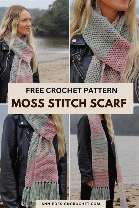 Quick And Easy Moss Stitch Crochet Scarf Free Pattern Annie Design