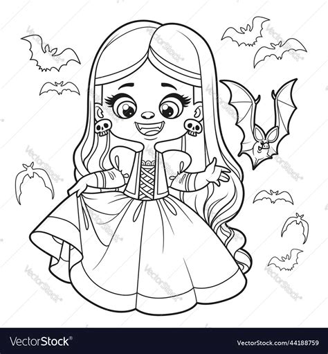 Cute Cartoon Long Haired Girl In A Halloween Vector Image