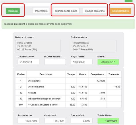 Busta Paga Colf E Badanti Calendario E Presenze Mensili Webcolf
