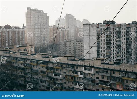 Old Soviet Economy Class Buildings. City Center at the Background Stock Photo - Image of front ...