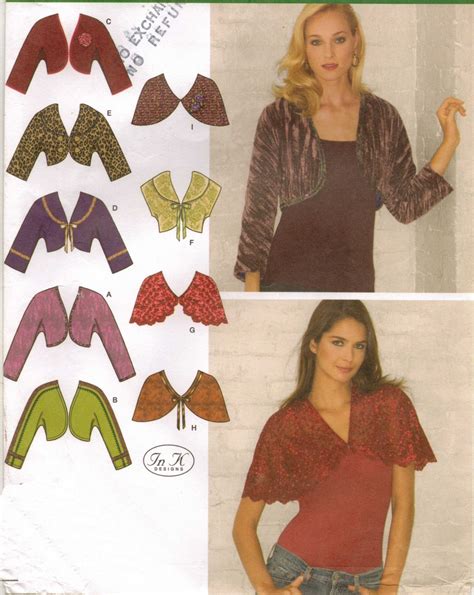 Misses Career Office Work Shrugs Boleros Capelets Sew Pattern