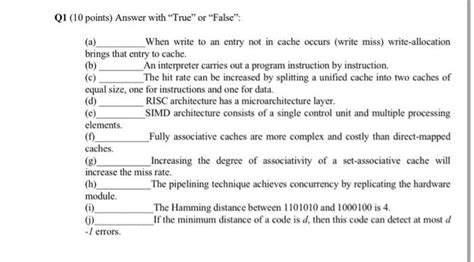 Solved Q1 10 Points Answer With True Or False E A