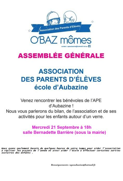 Ag De L Association Des Parents D L Ves Aubazine