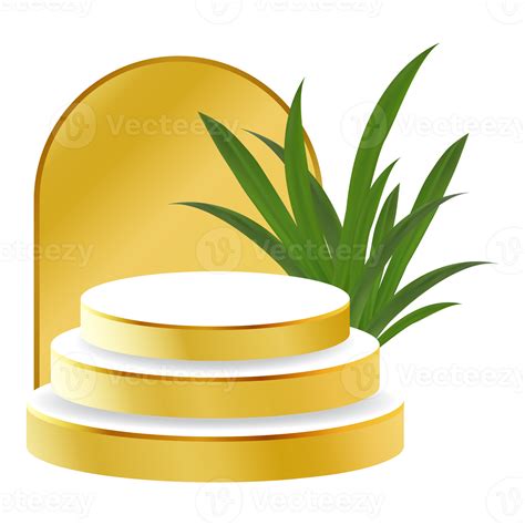 White And Gold D Podium With Tropical Leaf And Golden Arch Perfect For