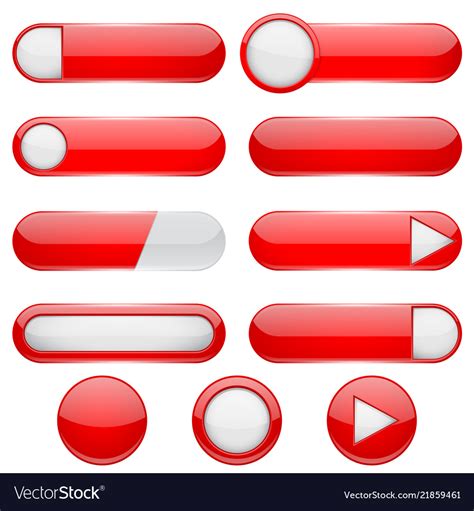 Red Menu Buttons 3d Oval Web Icons Royalty Free Vector Image