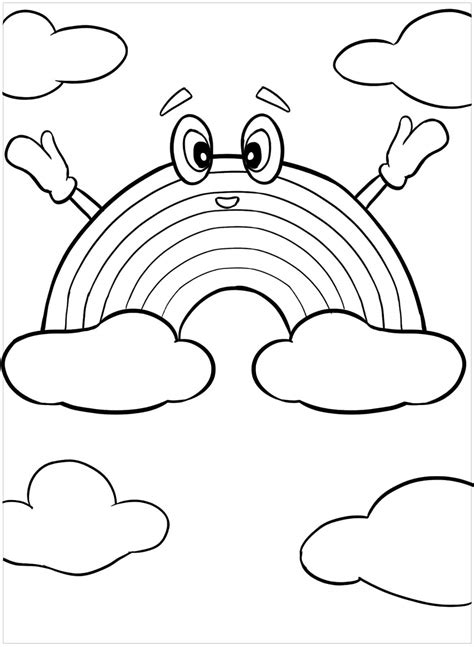 Coloriage Soleil et Arc en ciel télécharger et imprimer gratuit sur