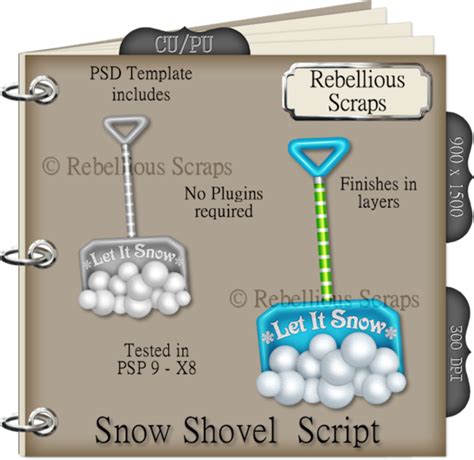 Snow Shovel FS CU4CU TEMPLATE SCRIPT Scrapbook Supplies Digital