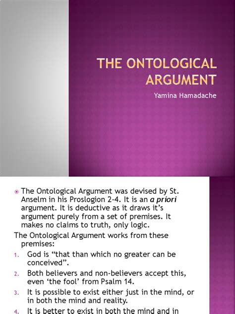 The Ontological Argument Pdf Philosophical Movements Metaphysics