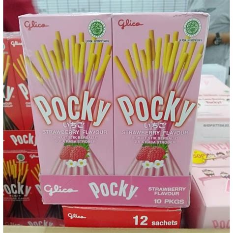 Pocky Glico 22gram Half Size Pack Box Strawberry Chocolate Shopee