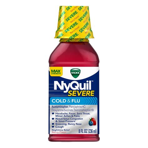 Vicks NyQuil Severe Cold And Flu Nighttime Relief Max Strength Berry