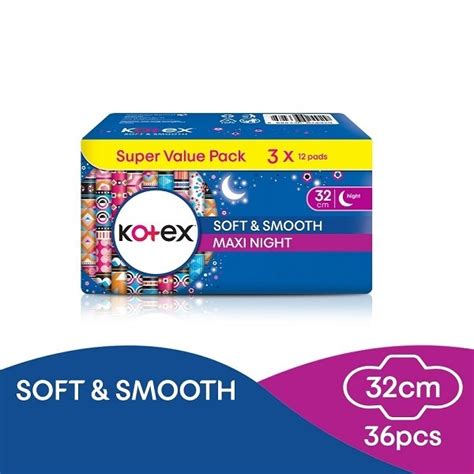 WM Free Shipping Kotex Soft Smooth Overnight Wing 32cm 12 S X 3