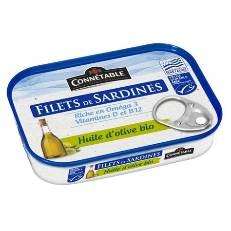 Filets De Sardines Huile D Olive Vierge Extra BIO MSC Connetable 90 G