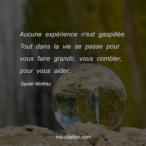 Aucune expérience n est gaspillée Tout dans la vie se passe pour vous