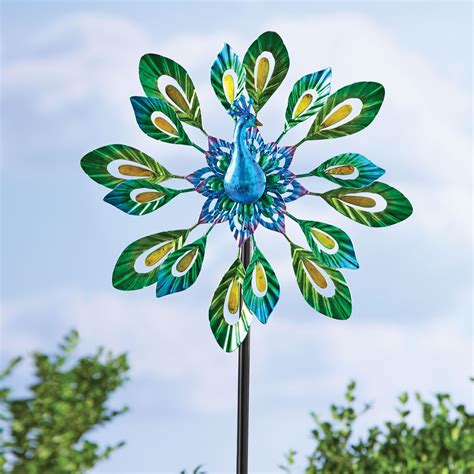 Wind Spinner Peacock Garden Yard Decor Outdoor Motion Sculpture