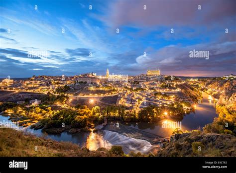 Toledo Spain Town Skyline On The Tagus River Stock Photo Alamy