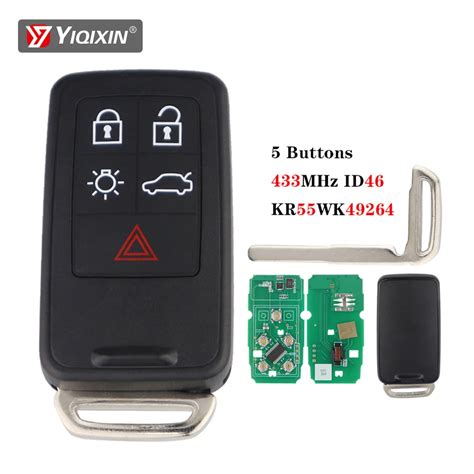 YIQIXIN 5 Button 433Mhz ID46 Chip Remote Car Key For Volvo S60 S60L S80