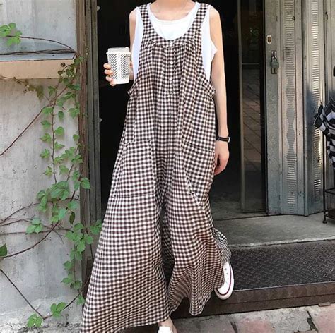 Flowy Oversize Baggy Plaid Checker Jumpsuit Overalls Midi Etsy Canada