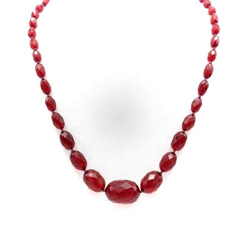 Cherry Amber S Bakelite Bead Necklace Gem