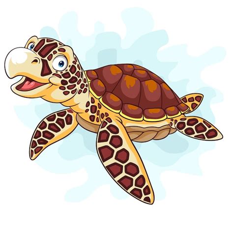 Premium Vector Cartoon Sea Turtle On White Background