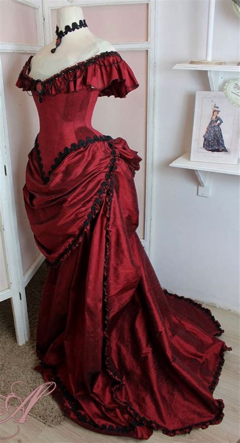 Victorian Ball Gown In Burgundy Taffeta Etsy Artofit