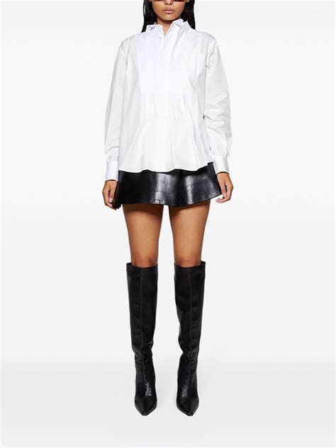 KHAITE Ralfa Pleated Leather Mini Skirt Farfetch