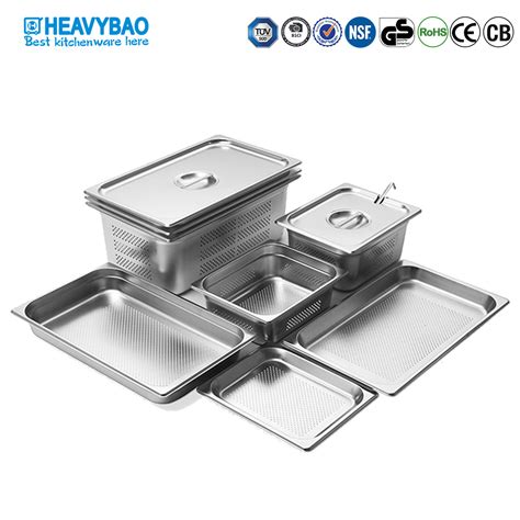 Heavybao All Types Stainless Steel Standard Perforated Gn Pan Notched