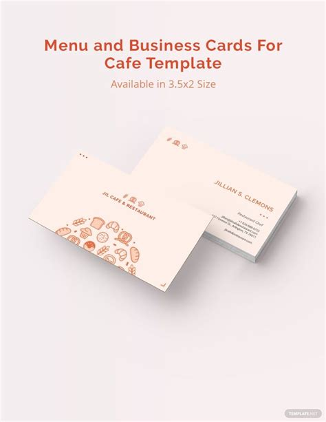 Menu And Business Cards For Cafe Template Illustrator Word Apple