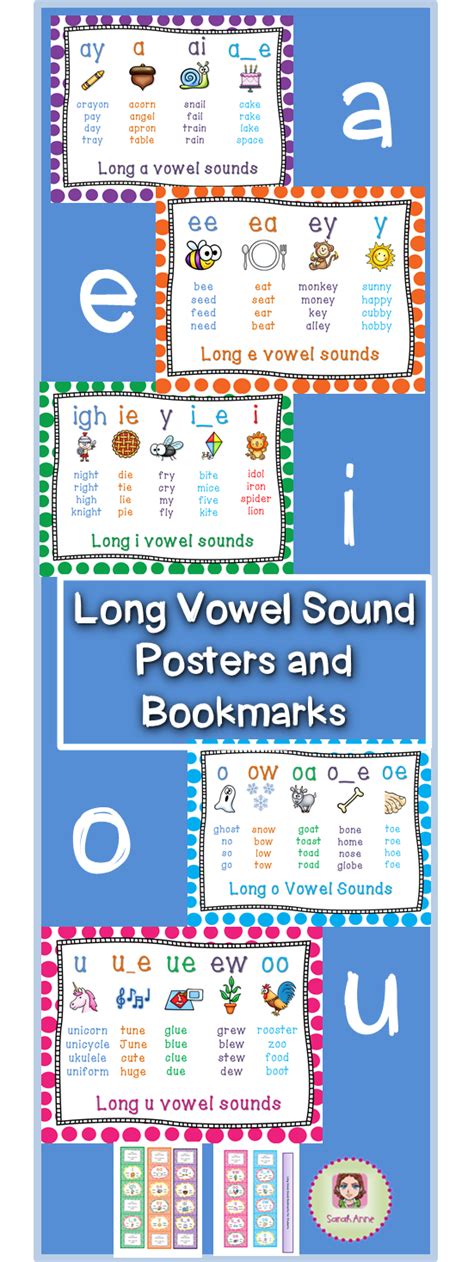 Long Vowel Sound Bookmark And Poster Packet With Qr Codes To Vowel Sound Stories Teaching