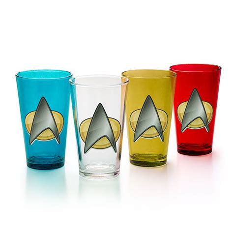 Star Trek Tng Insignia 4 Pint Set Pint Glass Set Star Trek Insignia Star Trek