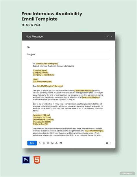 Interview Confirmation Email Template In Html5 Psd Download