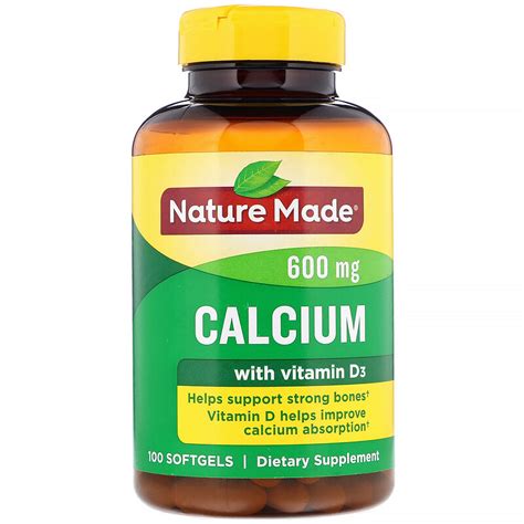 Nature Made Calcium With Vitamin D3 600 Mg 100 Softgels Iherb