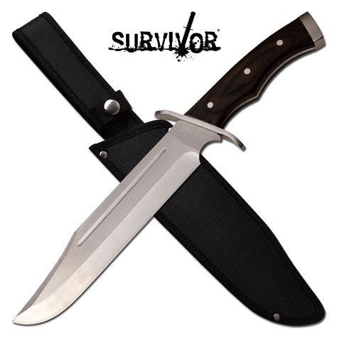 Survivor 10" Blade Brown Wood Handle Full Tang Bowie Knife